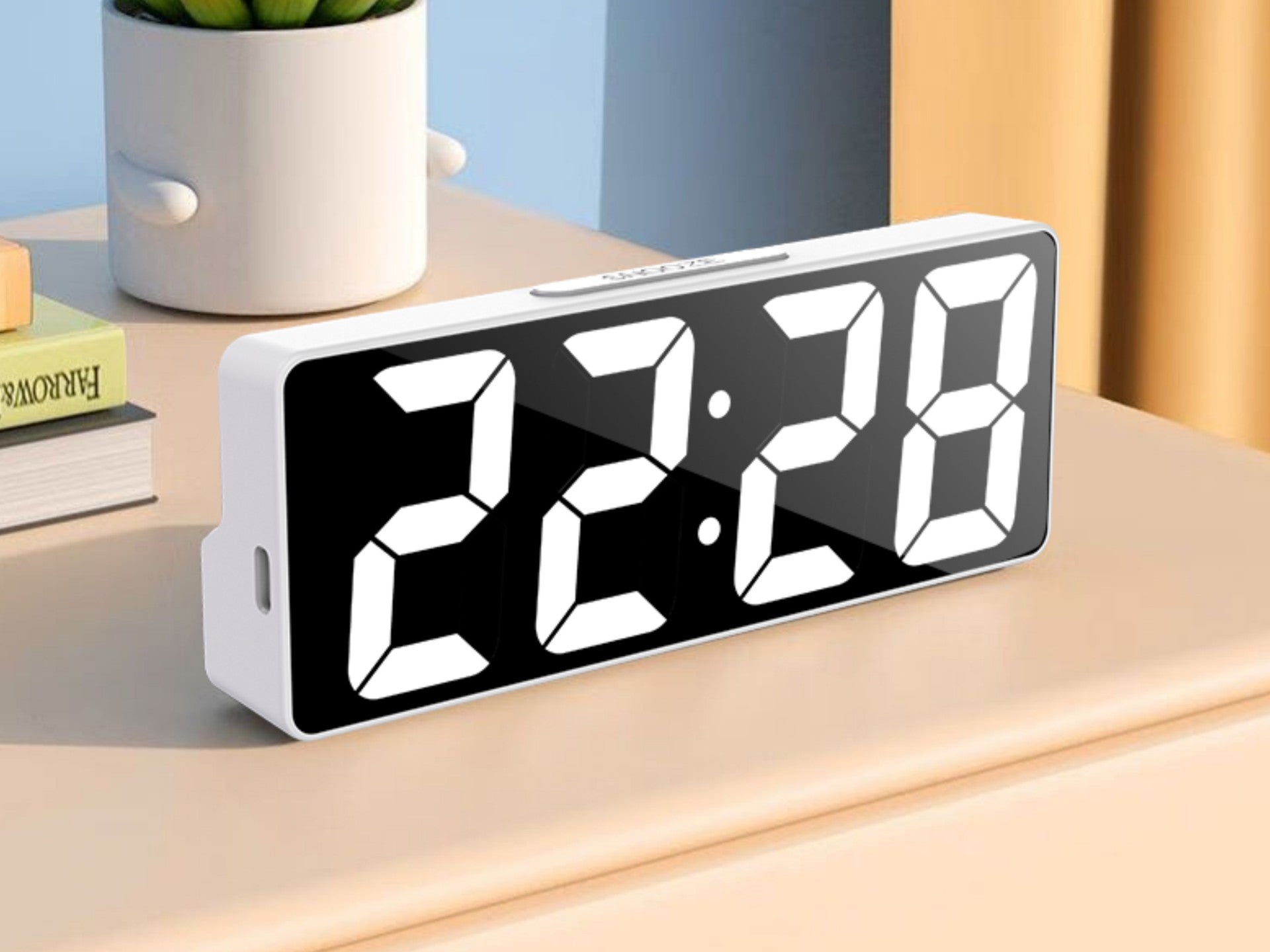 Techancy Despertador Led Multifunções Branco MC1500 Com Relógio, Data, Alarme, Ecrã De Temperatura E Controlo Por Voz