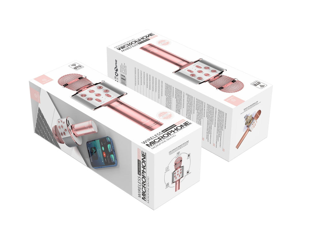 Microfone sem fio Bluetooth Techancy, KZ1561, alto-falante para música KTV, ouro rosa
