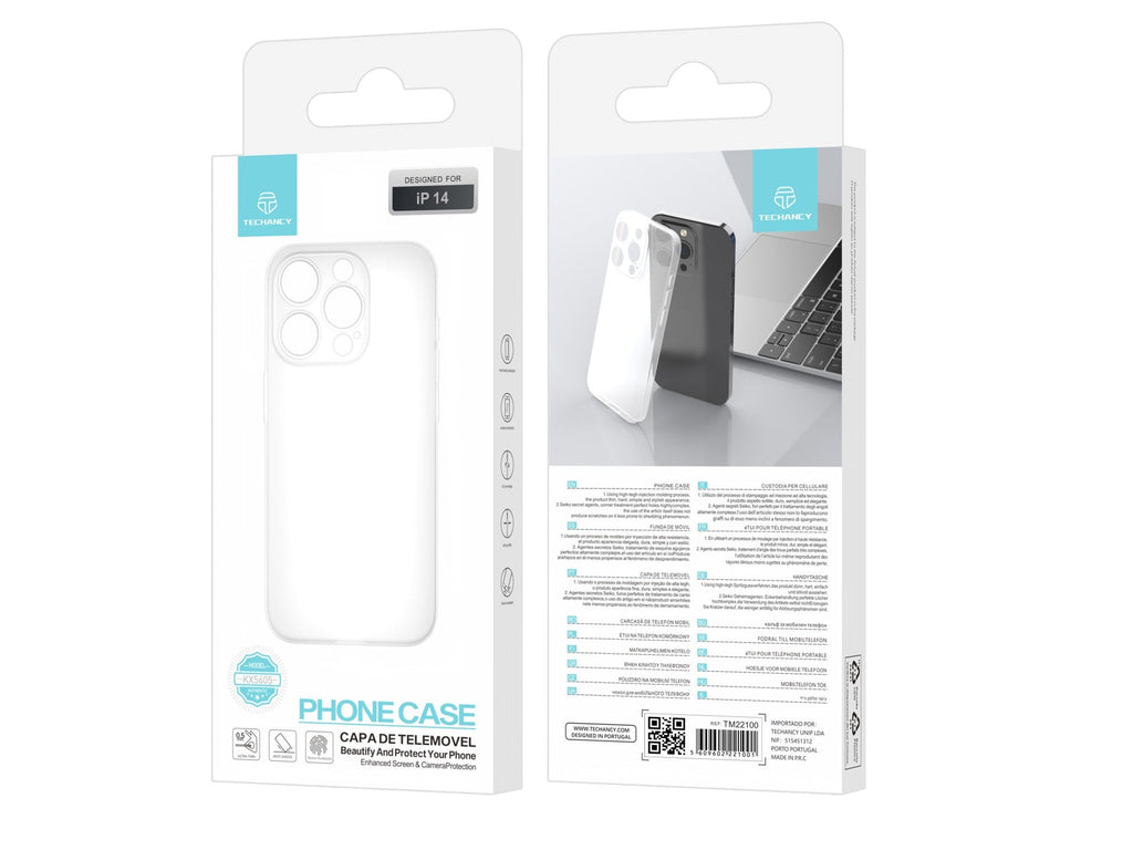 Techancy Capa Para Telemóvel Ultrafina Cor Transparente KX5605, Compatível Com O Telemóvel Iphone 14, Material Pp De 0,5 Mm.