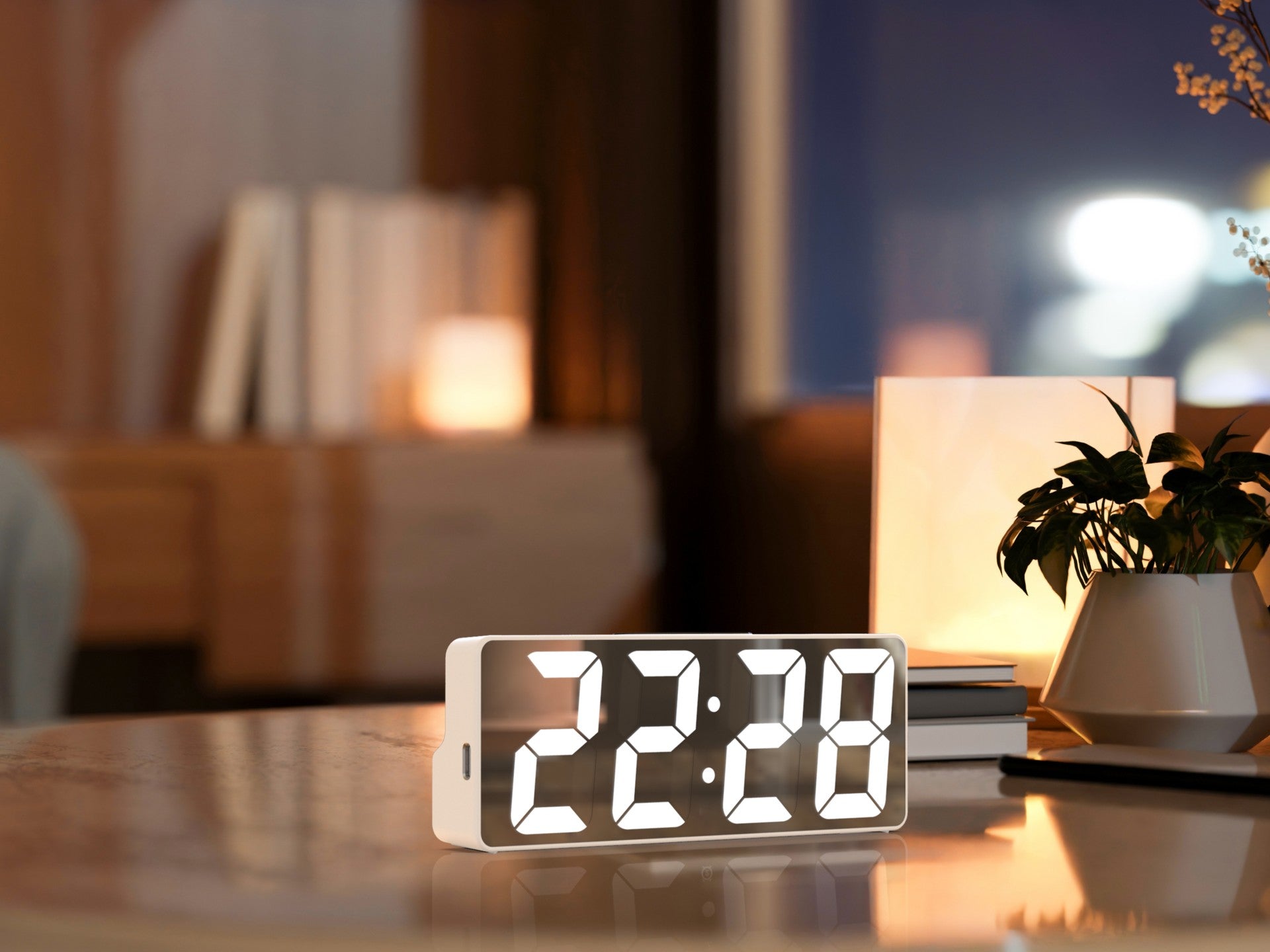 Techancy Despertador Led Multifunções Branco MC1500 Com Relógio, Data, Alarme, Ecrã De Temperatura E Controlo Por Voz