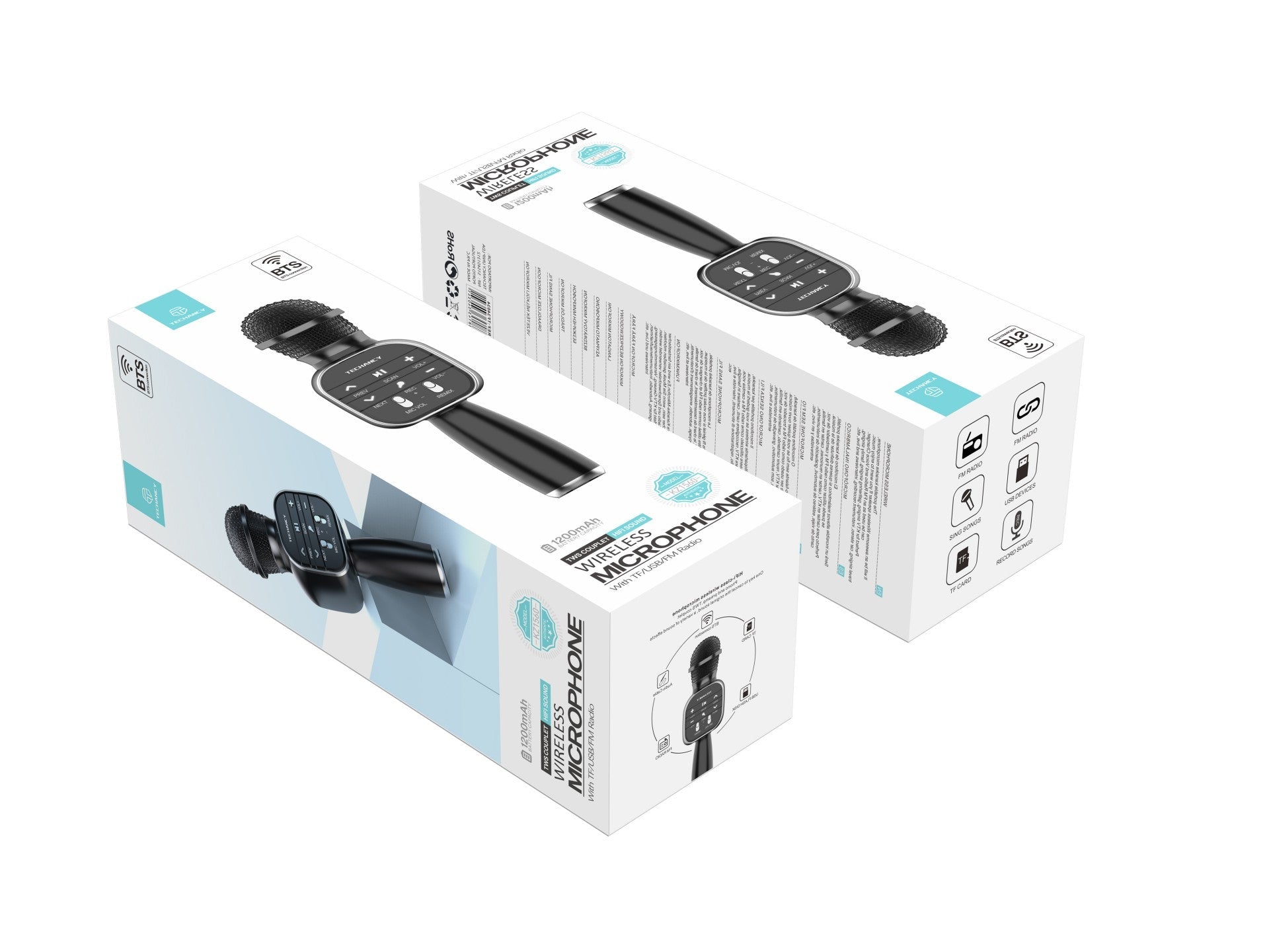 Microfone Bluetooth sem fios Techancy Dss, KZ1560, altifalante portátil para cantar, preto