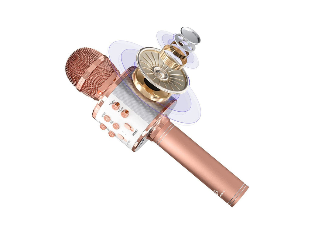 Microfone sem fio Bluetooth Techancy, KZ1561, alto-falante para música KTV, ouro rosa