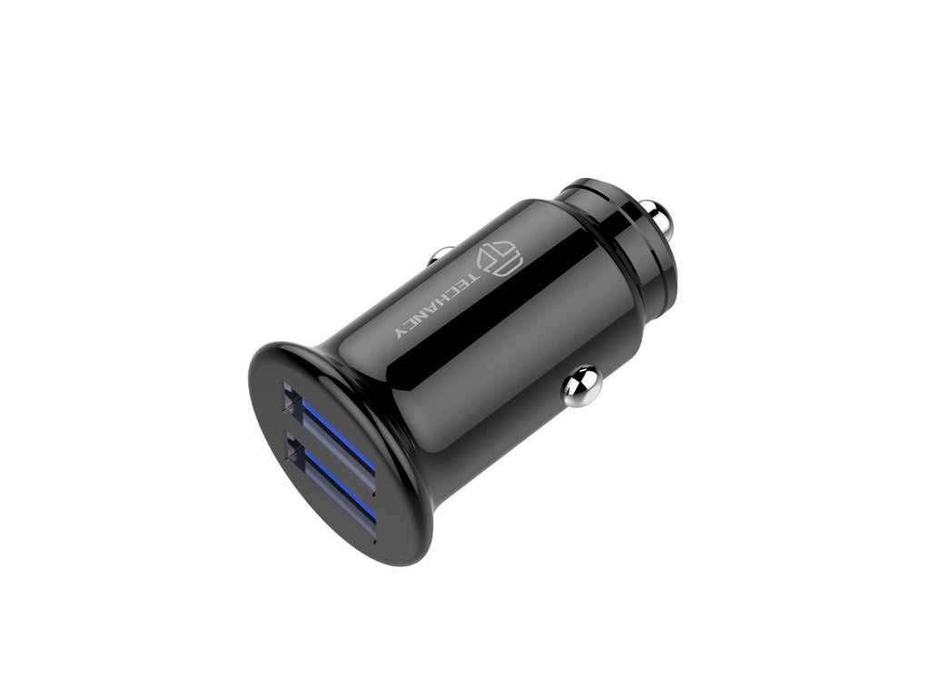 Techancy Carregador De Automóvel Mini  TC6417, Carregamento 2usb 2.4A, Compatível Com Camiões E Automóveis, Preto
